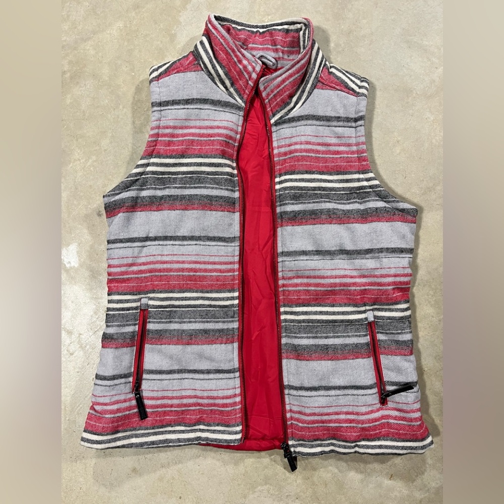 Cruel Girl Red Pink and Gray Striped Vest